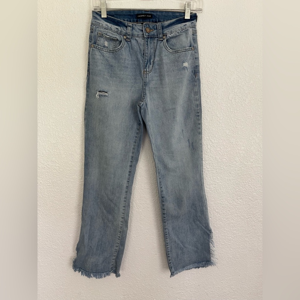 Sincerely Jules Distressed Denim Straight Leg Jeans
